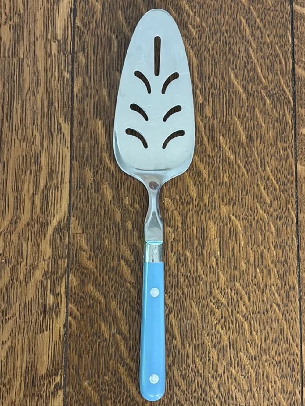Vintage Washington Forge PIE server with stainless steel slotted head in Blue